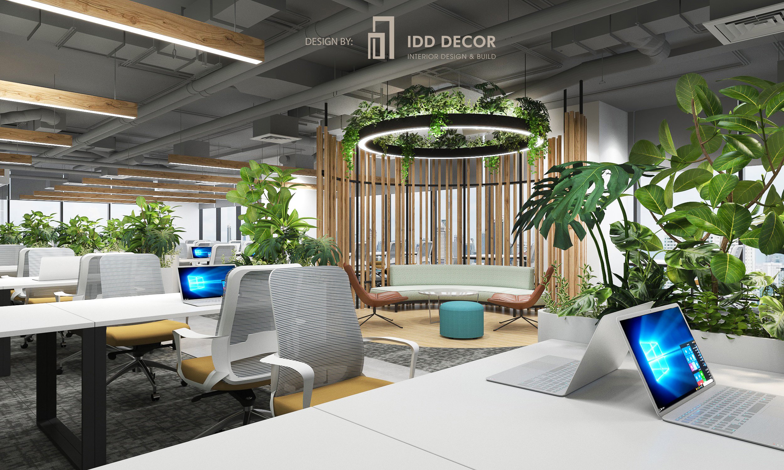 Thi công văn phòng có năng lượng xanh - Thiết kế bởi IDD Decor