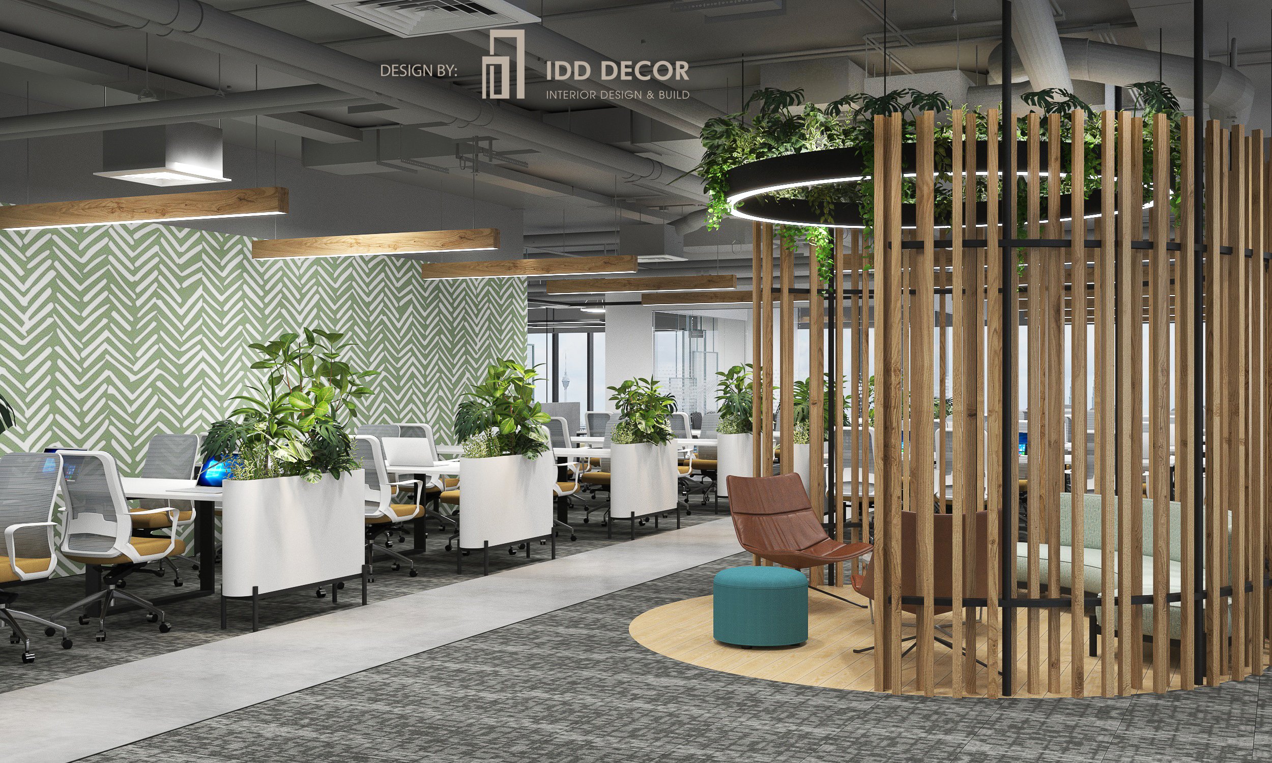 Thi công văn phòng có năng lượng xanh - Thiết kế bởi IDD Decor